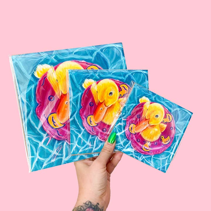 Lámina de pato de piscina | Pintura de animales | Amante de los patos para venta al por mayor de Chelzart