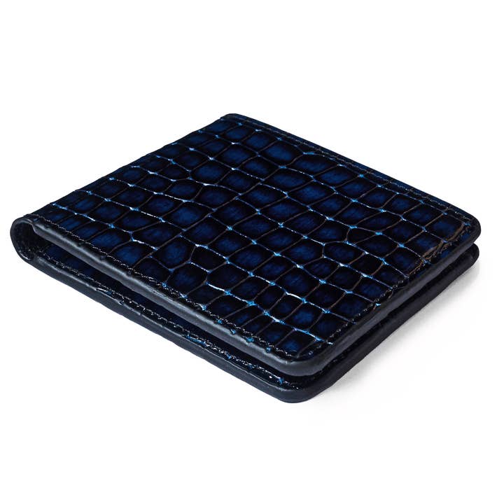 GT collection Jewelry - Wholesale Wallet - Men's - Men's Croc-Print Wallet - Blue Genuine Leather