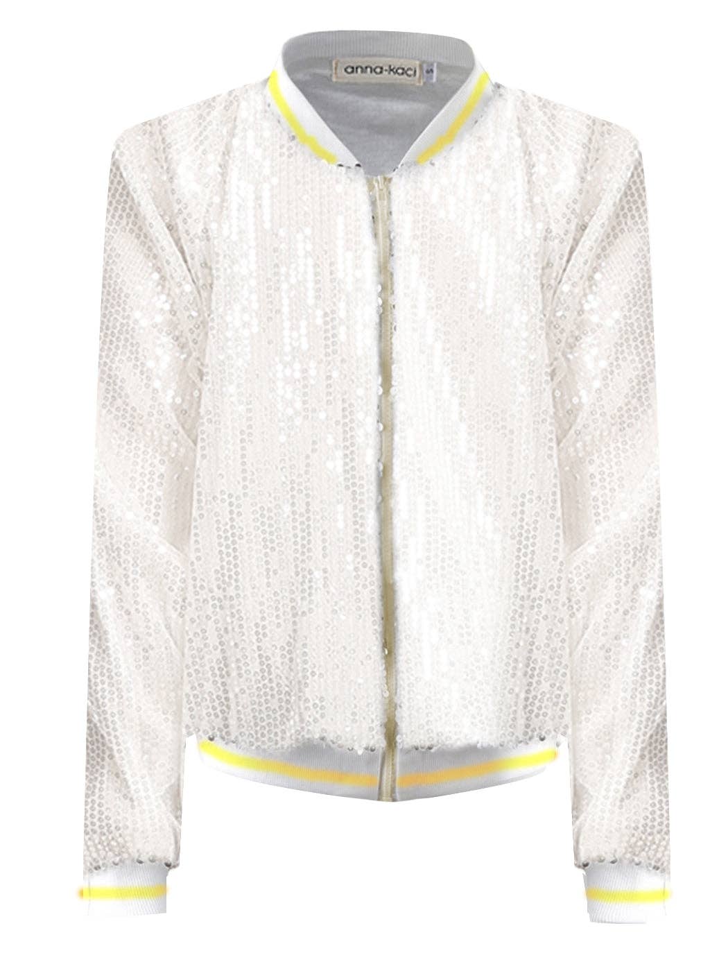 Anna Kaci Wholesale - Wholesale Varsity/Baseball Jacket - Women's - Striped Metallic Sequin Varsity Jacket11
