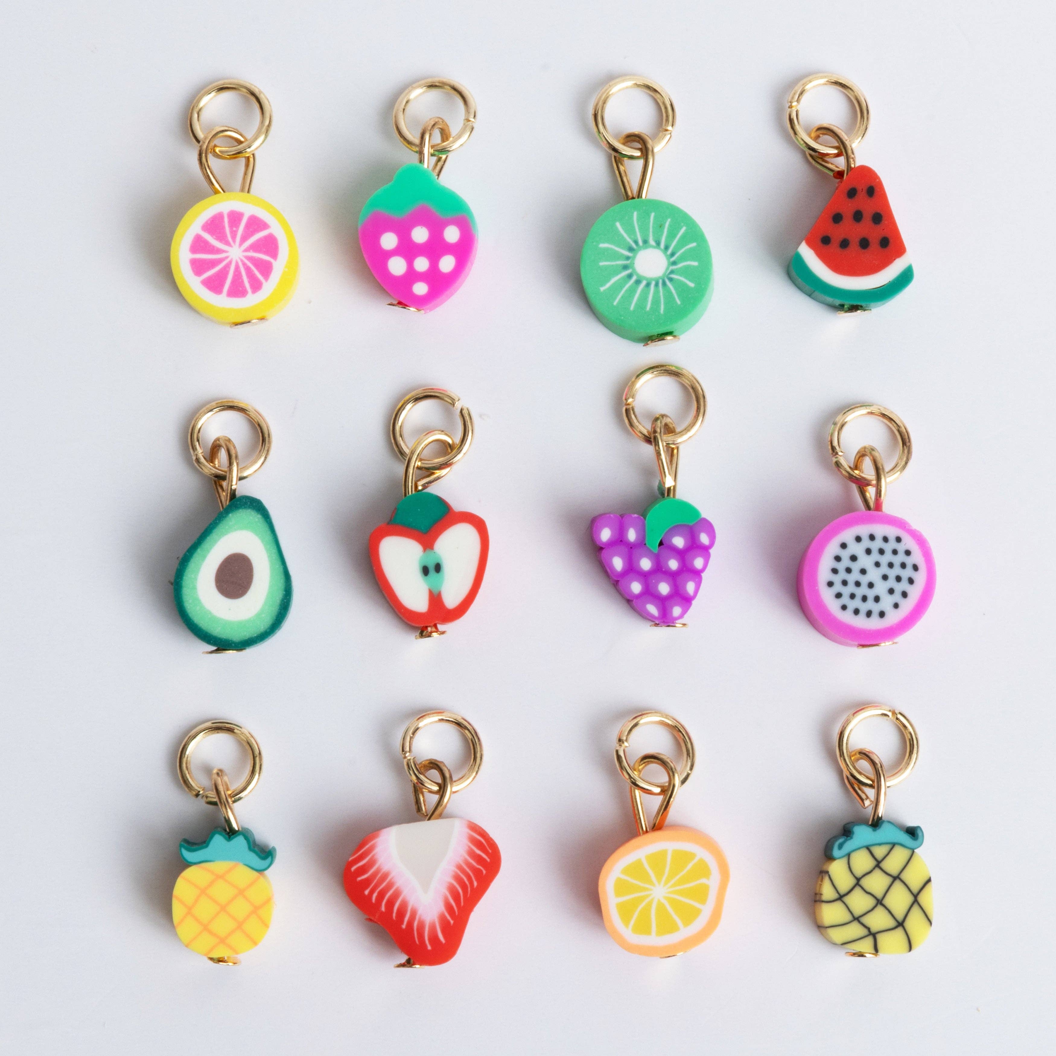 Jewelry Made by Me - Wholesale Individual charm/pendant - Fresh Picked Fruit Charm Set Polymer Fruit Slice Charms Set of 120