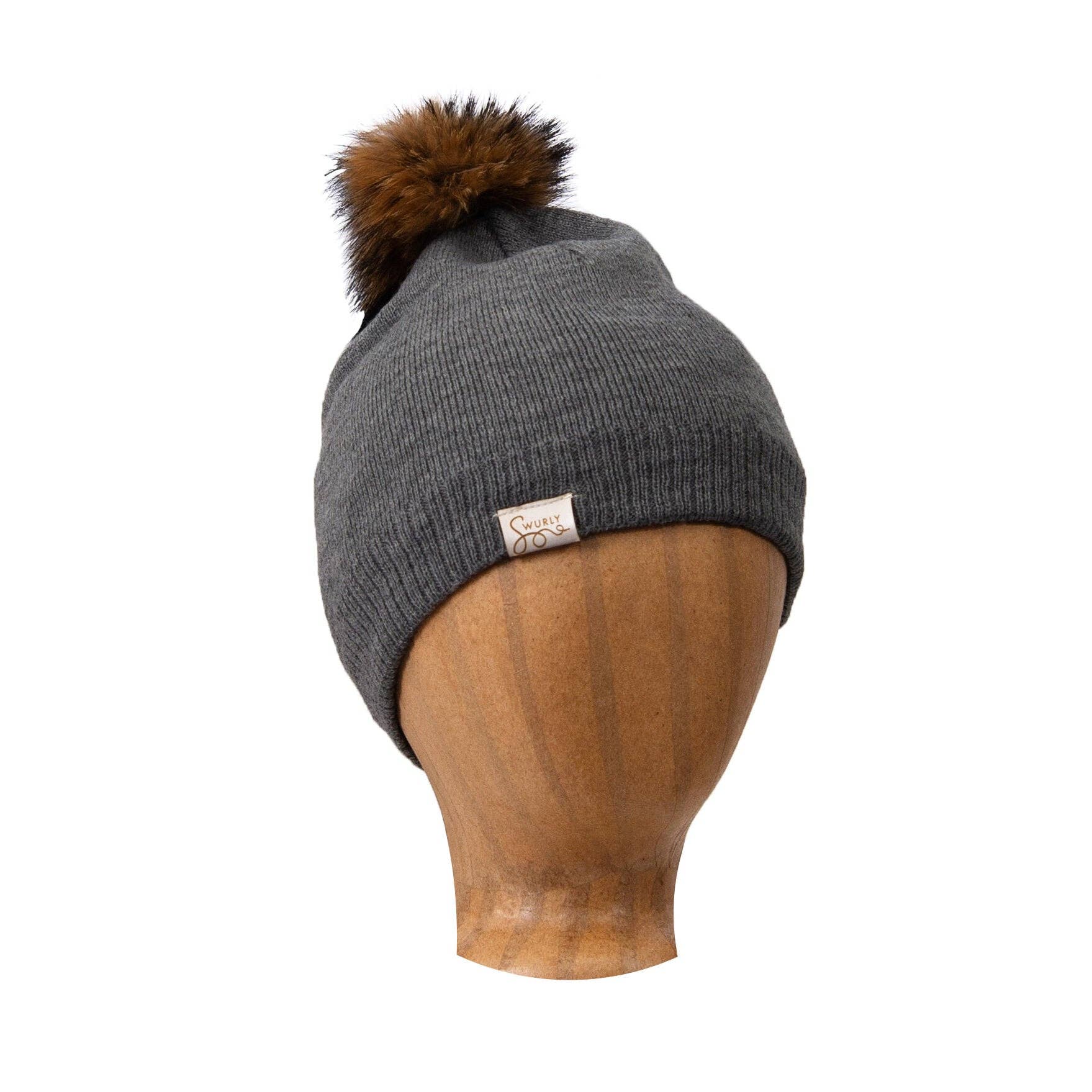Swurly - Venta al por mayor Gorro de lana - Mujer - Gorros de punto forrados en seda con pompón desmontable0