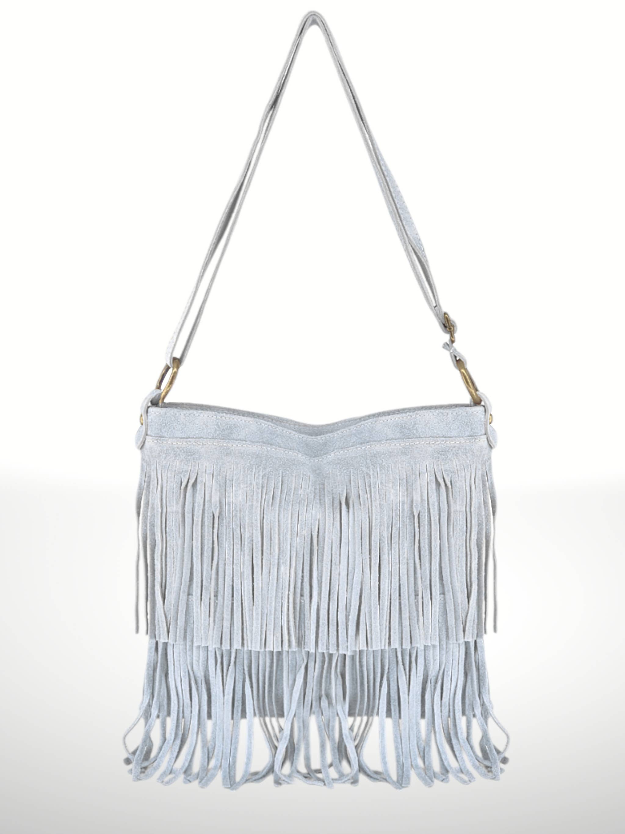 ITALIAN'S LEATHER - Wholesale Crossbodytas - Dames - Suède leren tas Cascade met franjes13