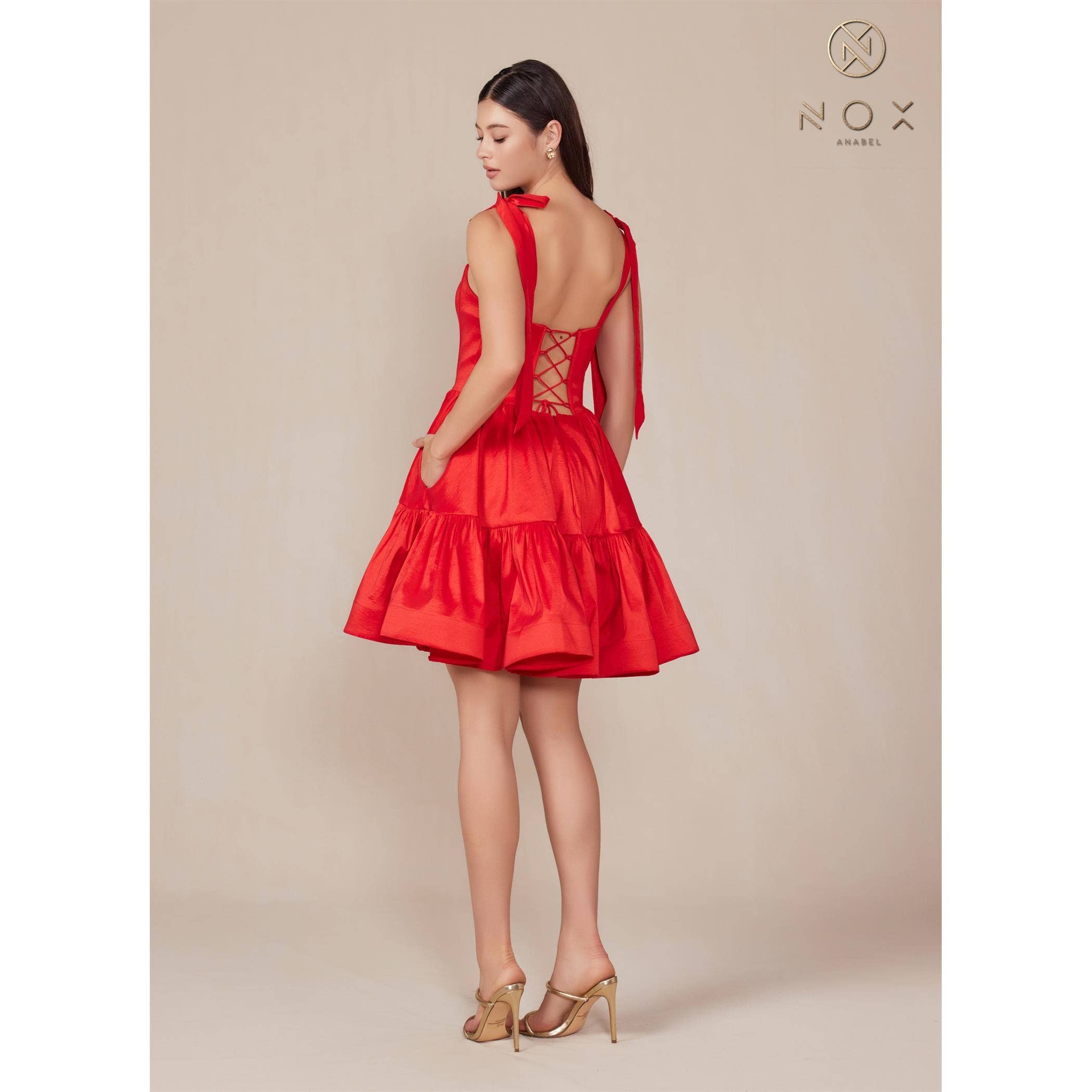 Noxanabel – wholesale Dress – Women's – Tie- Strap Corset Fit & Flare Wedding Dress T8699