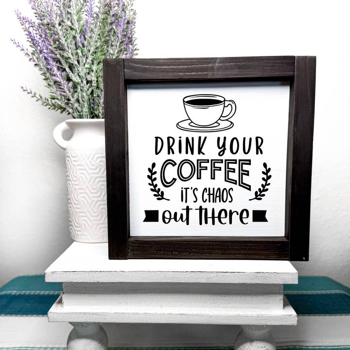 Enseigne de bar à café en bois encadrée | Décoration de bar à café style ferme pour la vente par Ruaille Buaille Co