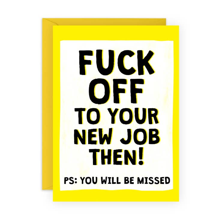 Vaffanculo al tuo nuovo lavoro Divertente biglietto d'addio per lui, lei per la vendita all'ingrosso da parte di Central 23 Cards