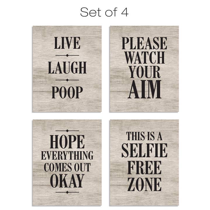 Lysegrå 4 Badeværelse Humor Tegn (Trykt klar til at hænge 8x10: Live Lau for engroshandel på Faire2