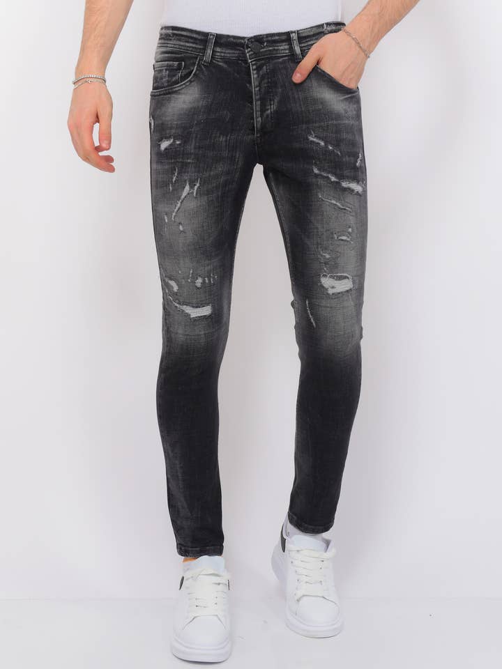 Destroyed Jeans With Paint Men’S - Slim Fit -1086 for wholesale by Local Fanatic