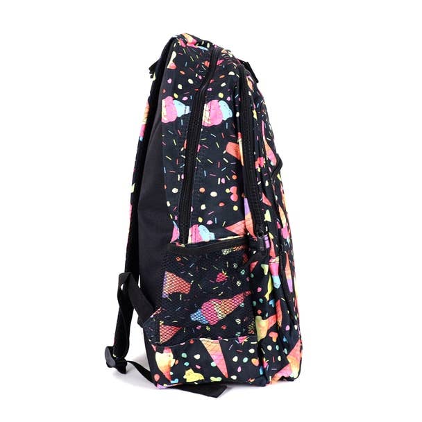 Selini New York - Vente Sac à dos – femme - Sac à dos fantaisie noir Motif crème glacée2