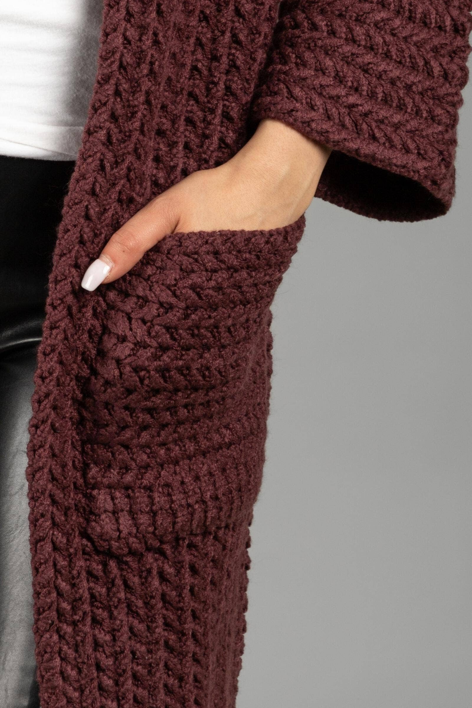 SAACHI - Vendita all'ingrosso Kimono - Donna - Cardigan Kimono a maniche lunghe in maglia a trecce10