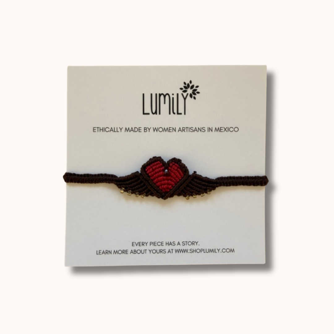 Lumily - Wholesale Woven/Braided Bracelet - Macrame Woven Heart Wings Pull String Bracelet - Mexico15