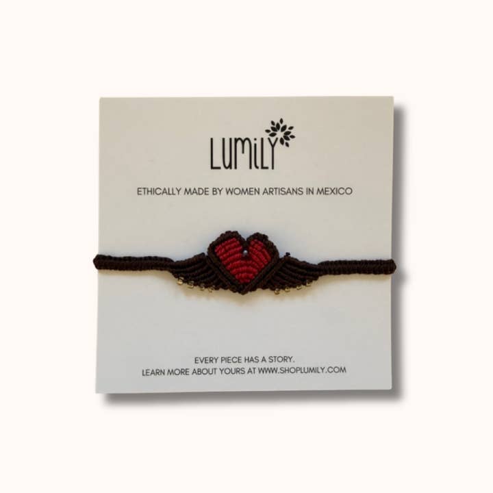 Lumily - Wholesale Woven/Braided Bracelet - Macrame Woven Heart Wings Pull String Bracelet - Mexico15