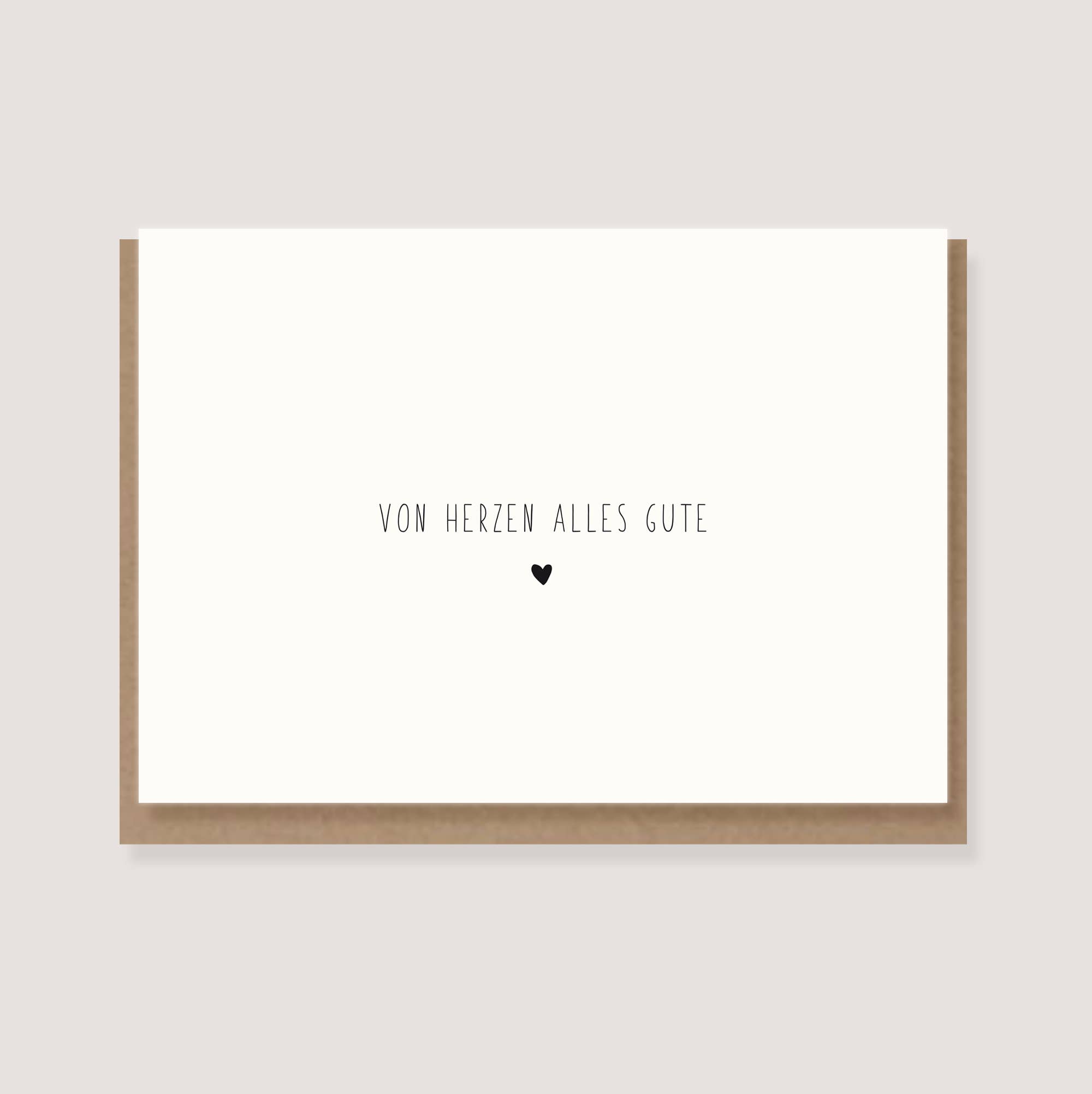 LØTTEBOM - Wholesale Everyday Greeting Card - Greeting card with envelope - “Von Herzen alles Gute”