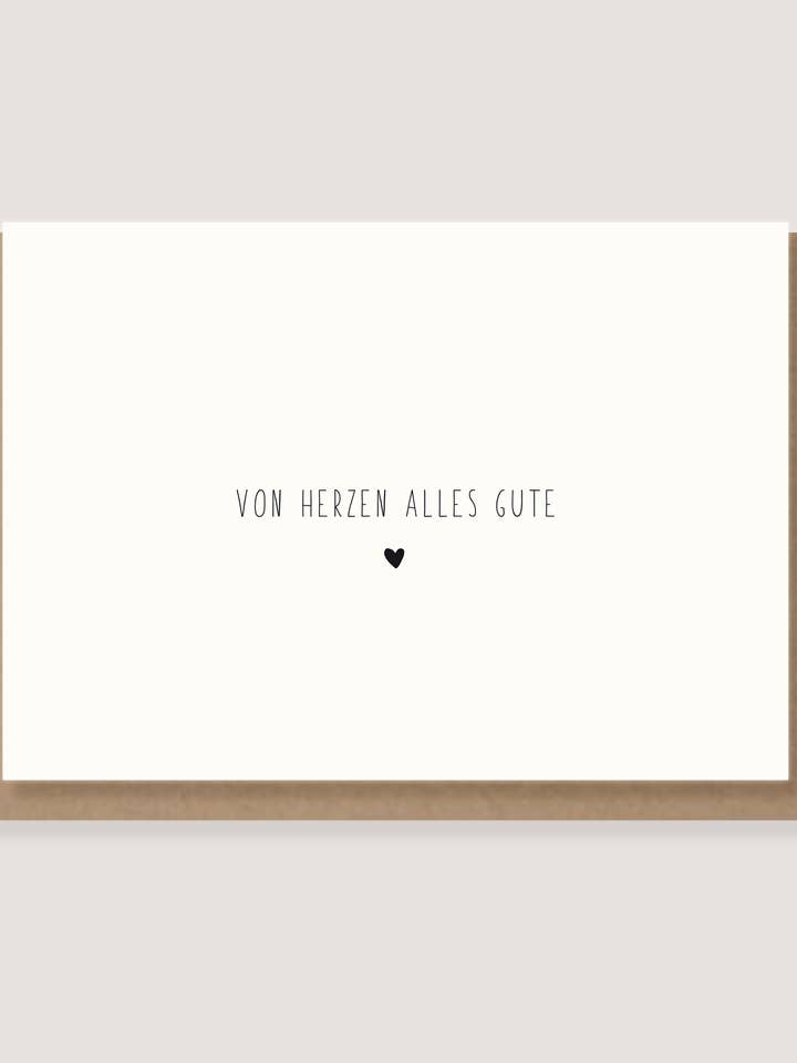 Greeting card with envelope - “Von Herzen alles Gute” for wholesale by LØTTEBOM