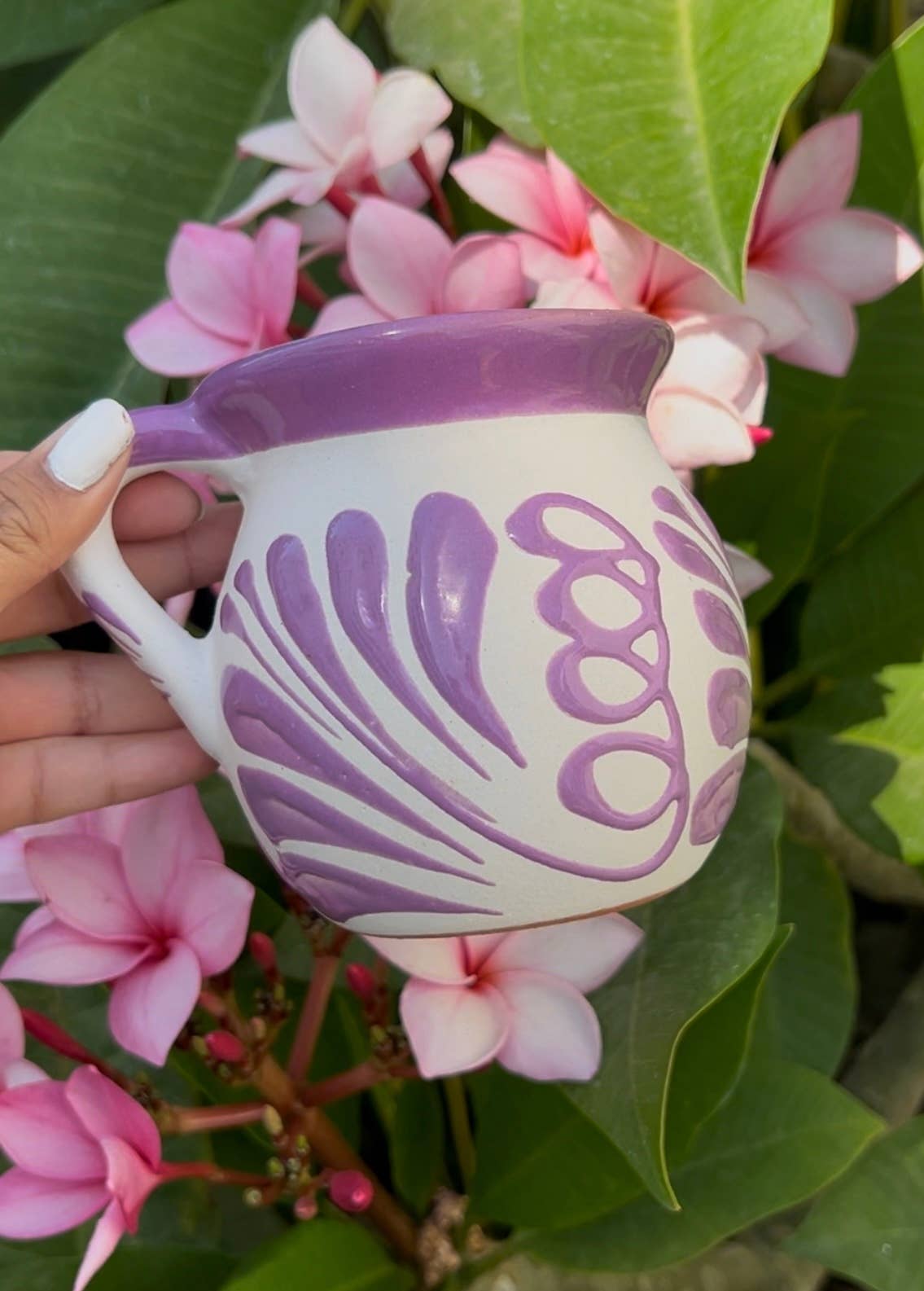 Doña Cata Art - Wholesale Coffee mug - Coffee Mug Mexican handmade CLAY, tea, taza, pink purple4
