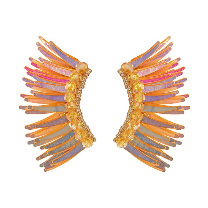 Iridescent Gold Angel Wing Earrings for wholesale by VANI TRAPANI