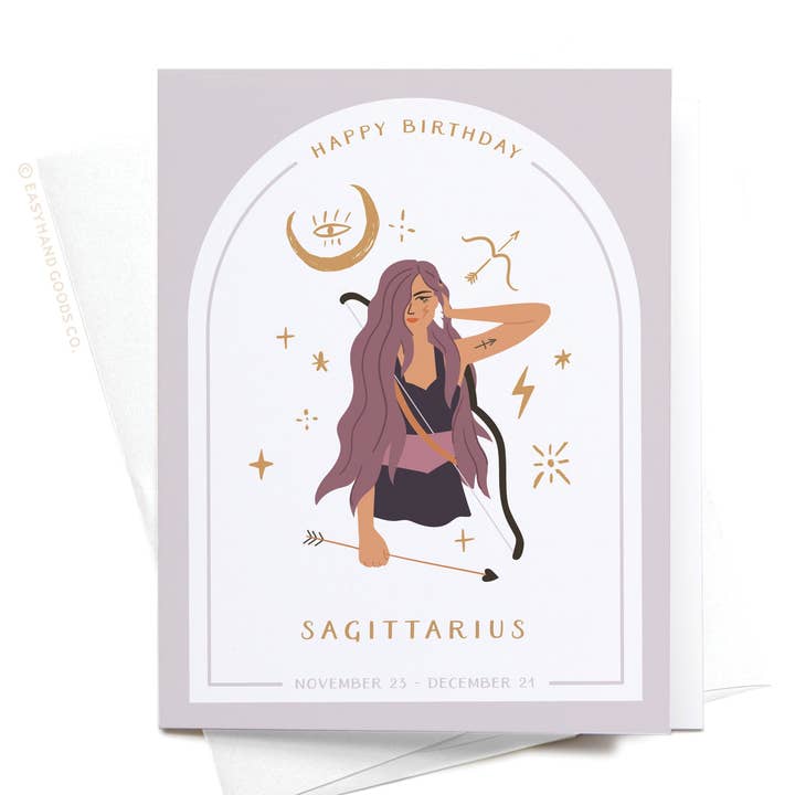 Happy Birthday Sagittarius Zodiac Greeting Card for wholesale by Easyhand Goods – formerly Onderkast