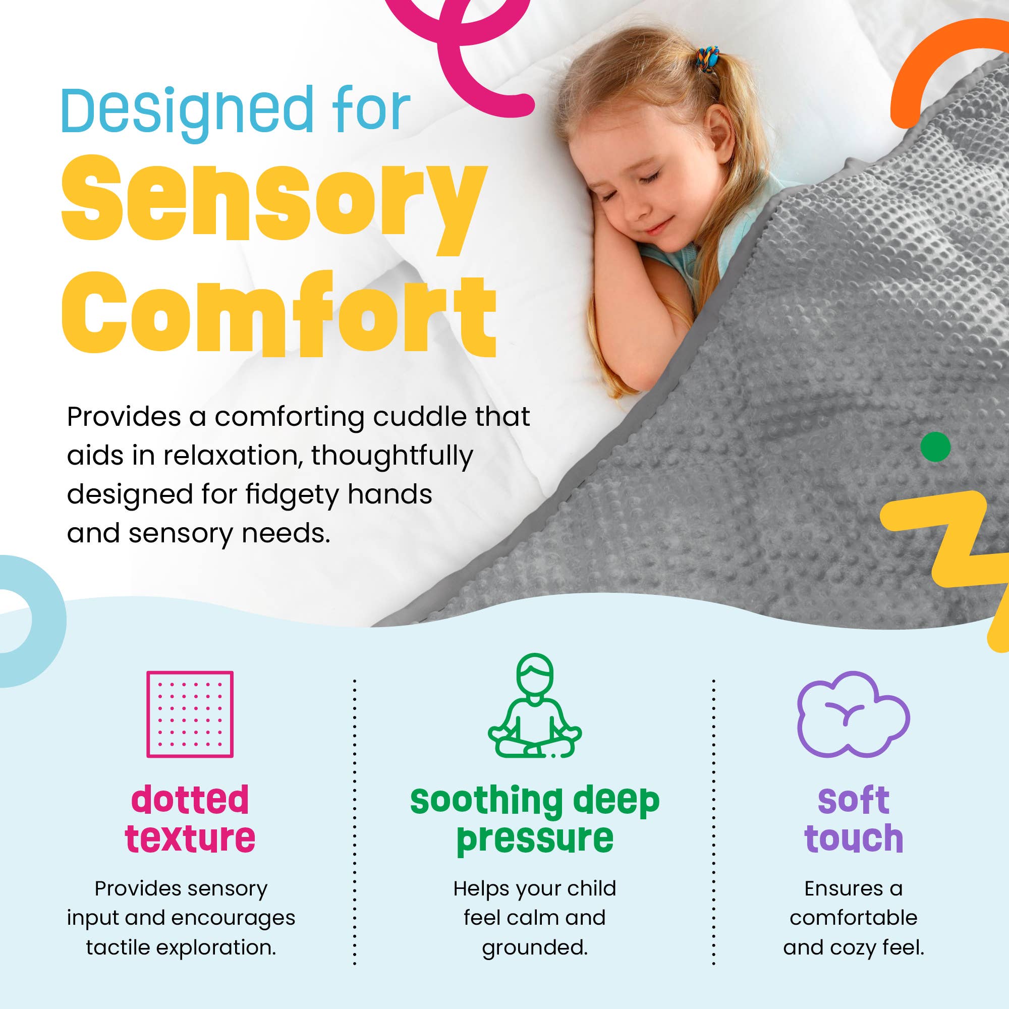 Prime Play - Wholesale Bedding Blanket - Kids & Baby - 5lb Child's Weighted Blanket - 36" x 48" Dotted Texture GREY3