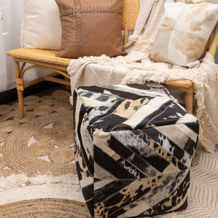 Genuine Leather Cowhide Ottoman - Connor for wholesale by MLC