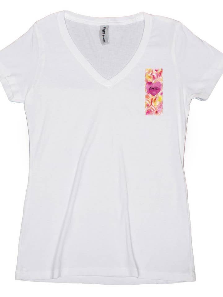 Ripped Rags - Wholesale T-shirt – women's - Ripped Rags Heart on Fire "Love" Women's V-neck T-shirt2