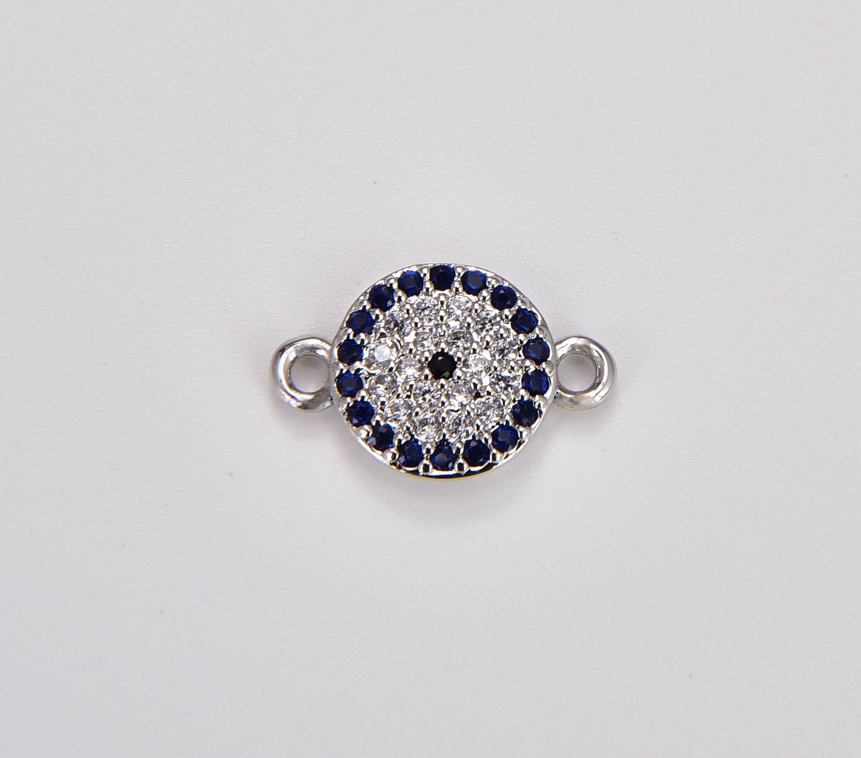 Beads Creation - Wholesale Individual Charm/Pendant - Micro Pave Coin EVIL Eye Gold Filled Charm Connector CN0574