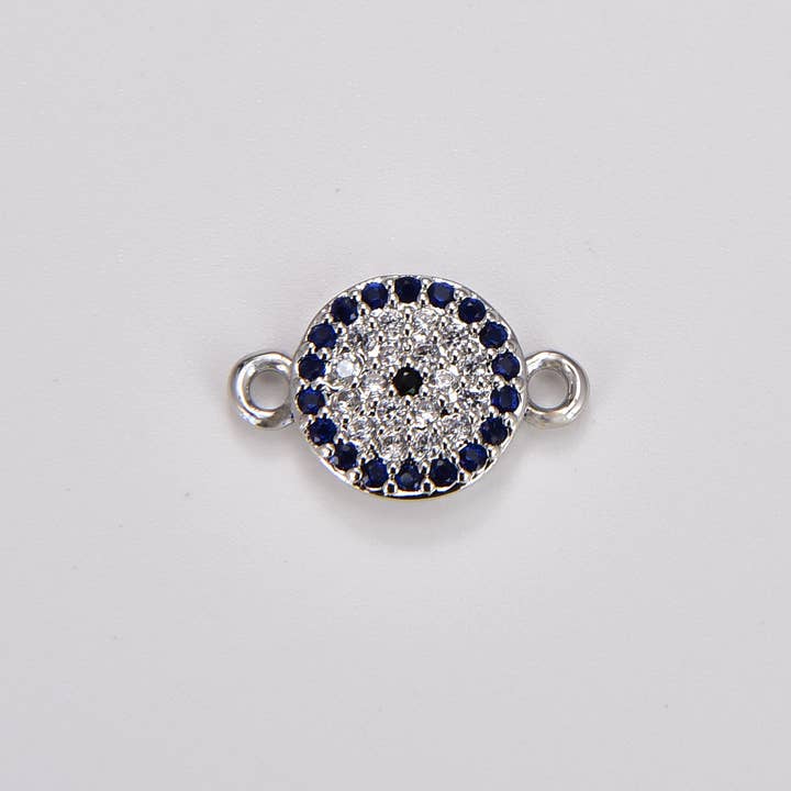 Beads Creation - Wholesale Individual Charm/Pendant - Micro Pave Coin EVIL Eye Gold Filled Charm Connector CN0574