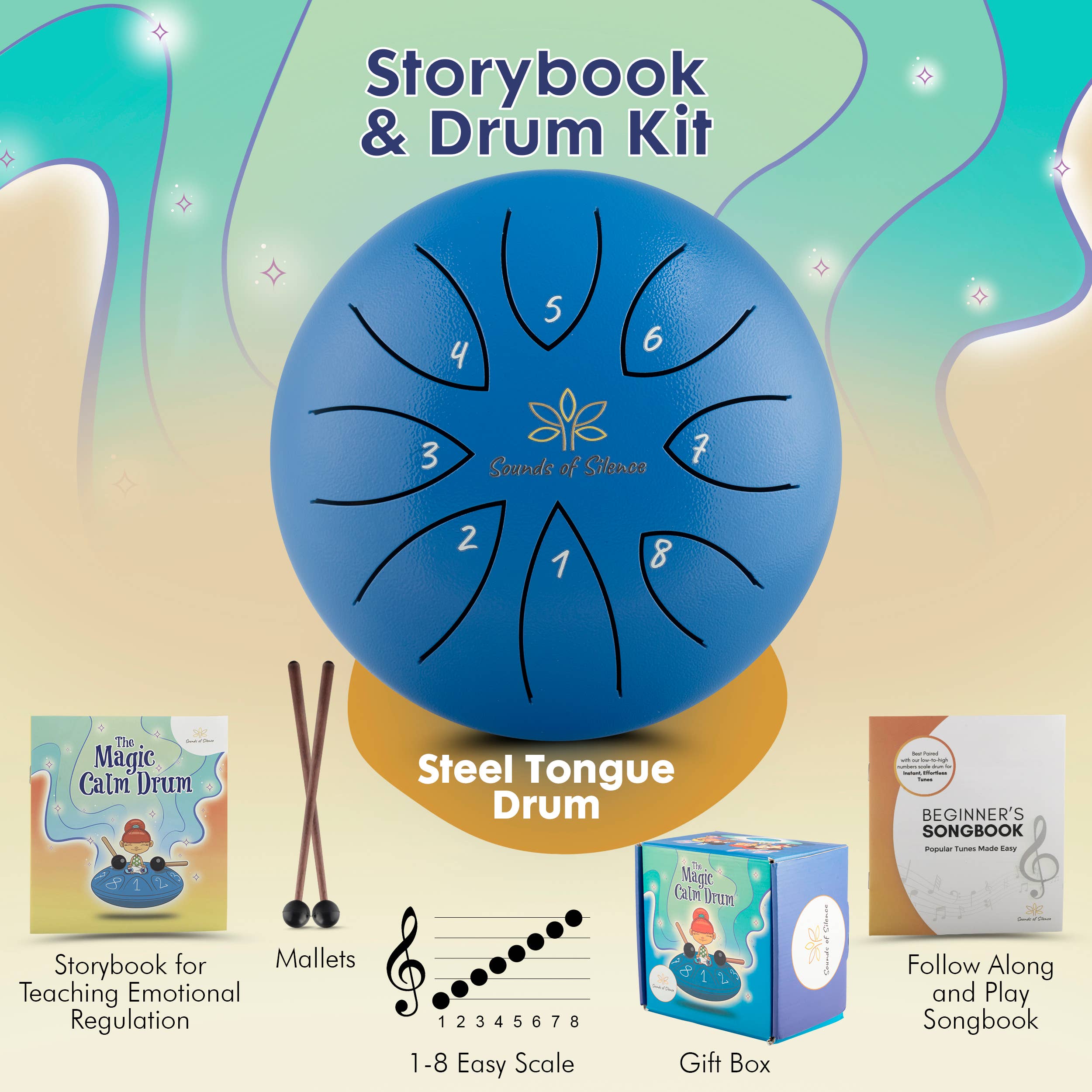 Sounds Of Silence Drums - Wholesale Musical Instrument - Magic Calm Drum Tongue Drum, Songbook and Storybook (PINK)  11