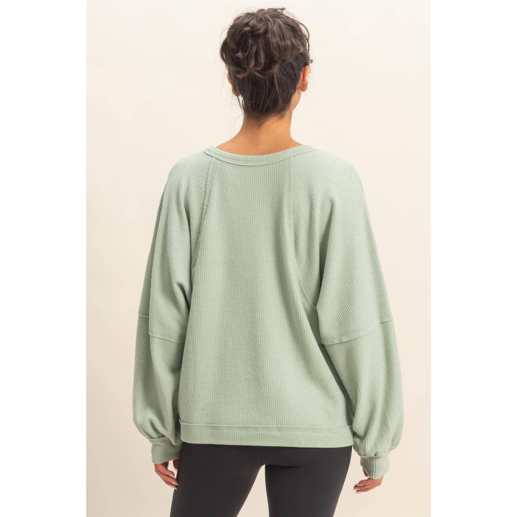 HYFVE - Vente Haut en maille – femme - Haut décontracté à manches longues en maille gaufrée brossée10