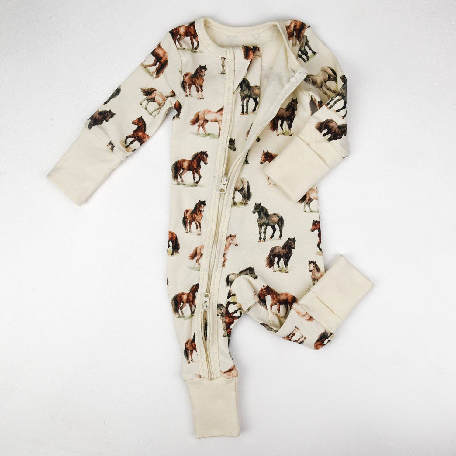 Earthy - Wholesale Sleepsuit - Baby - Organic Cotton Baby Pajamas 2-Way Zip Front Zipper Sleeper, Colt1