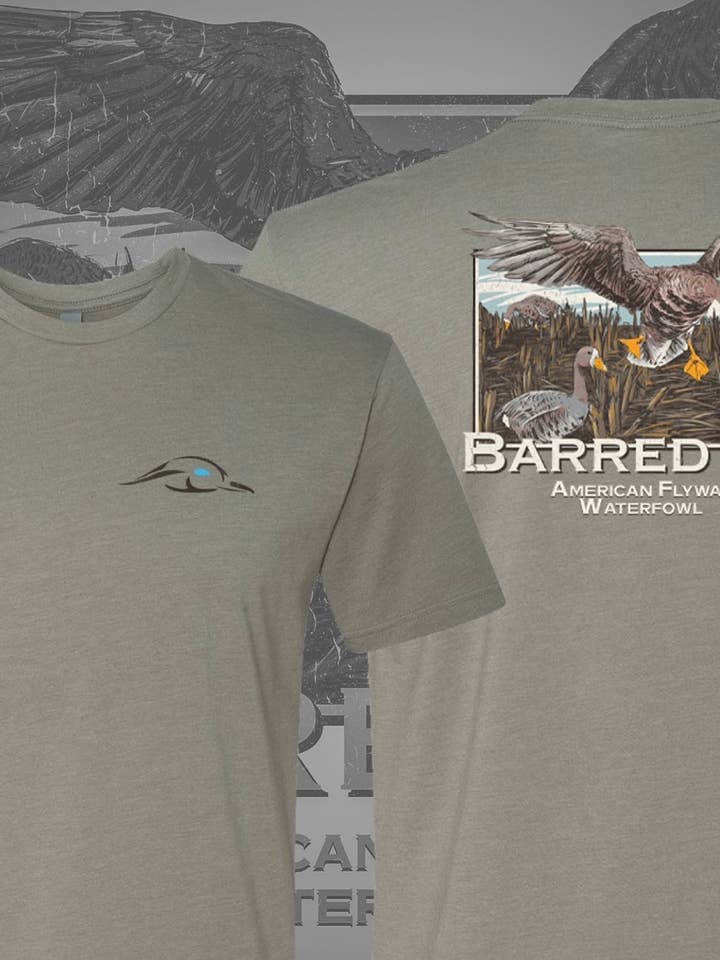 American Flyway Waterfowl - Wholesale Screen Printed T-Shirt - Unisex - Specklebelly Barred Up Tee1