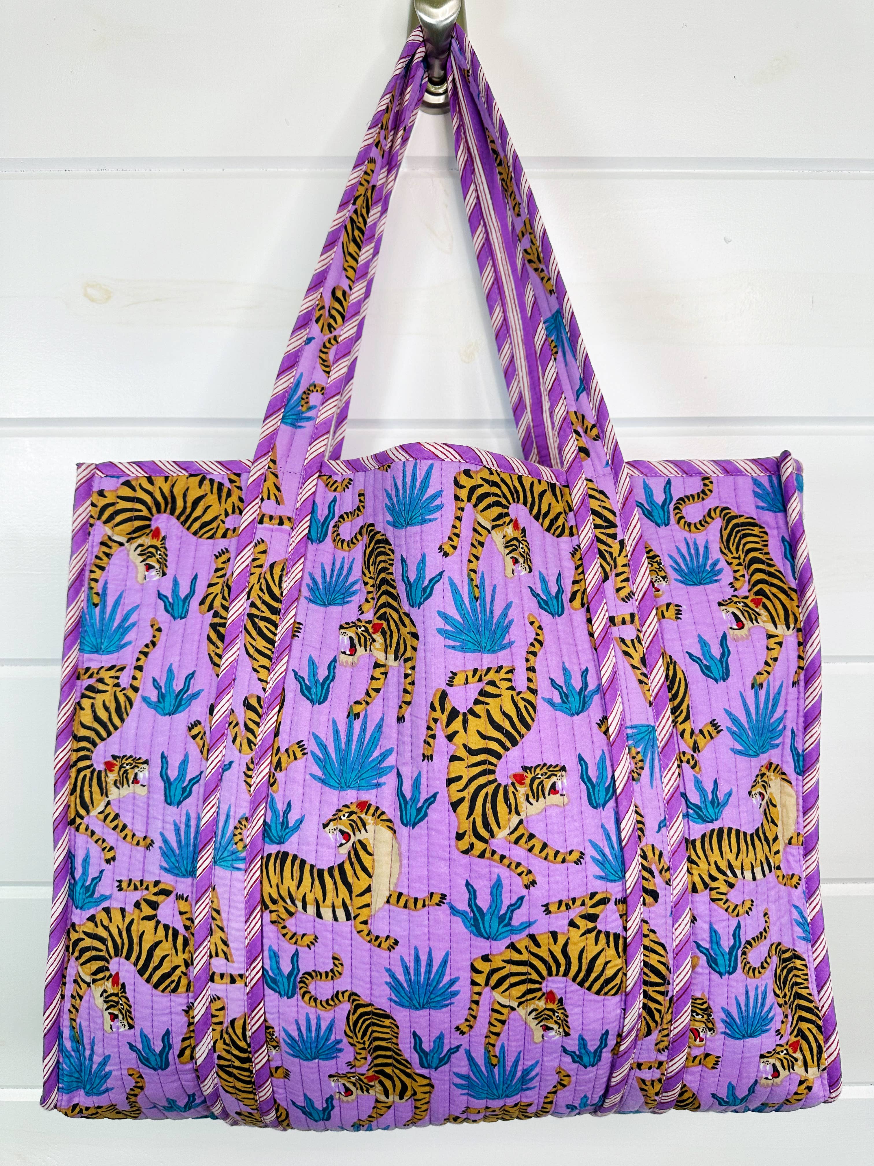 Folklore Couture - Wholesale Tote Bag - Women's - Large Tote Bags | Quilted Tote | Purple Tiger Print2