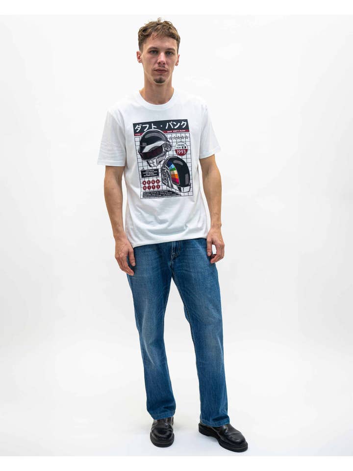 Esbranquiçado Camiseta Daft Punk Japan - Camiseta com Design de Música Retro para venda a revendedores na Faire