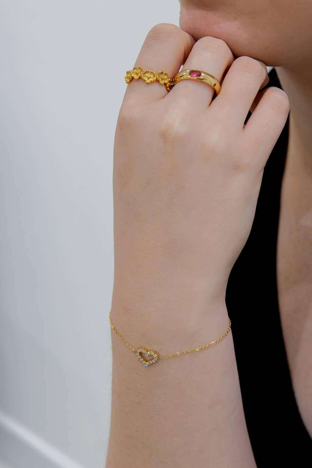 White Leaf – wholesale Chain ring – Chain Ring in Gold1