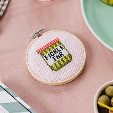 Cotton Clara Craft Kits & Supplies - Wholesale DIY Craft Kit - Pickle Jar Cross Stitch Kit1