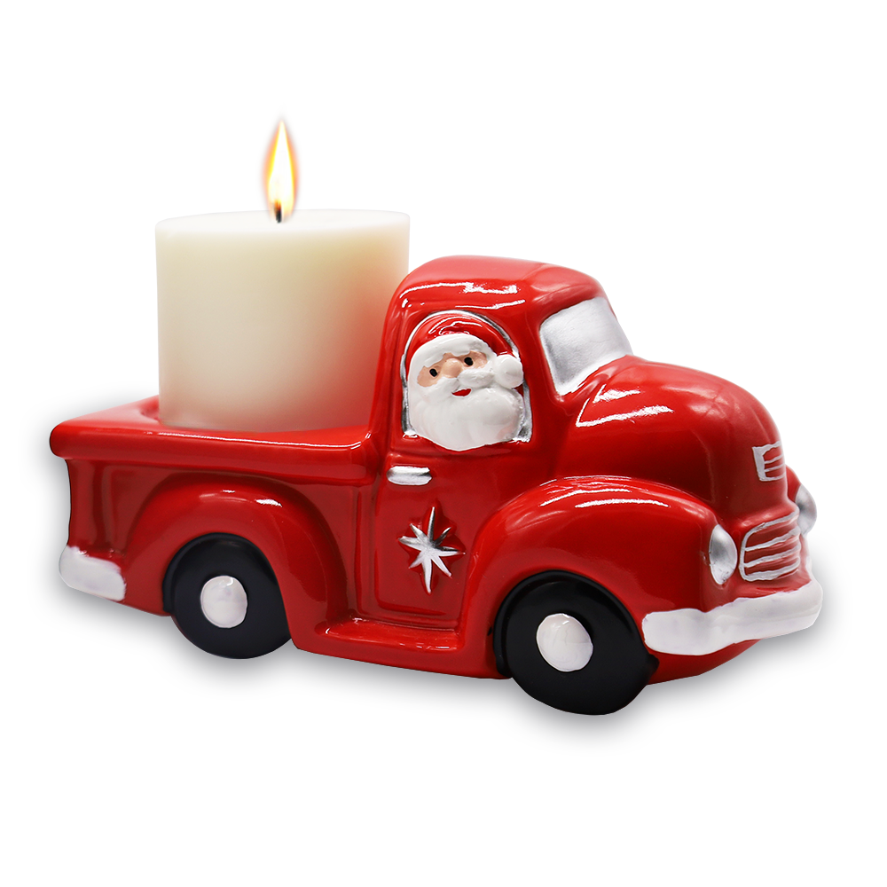 OrnamentallyYou - Vente Bougies originales - Camion rouge avec bougie du Père Noël, céramique et parfum 0