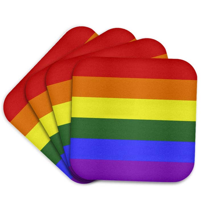 3dRose, Icona Orgoglio Gay Lesbica Bandiera Arcobaleno, Sottobicchiere per la vendita all'ingrosso da parte di 3dRose