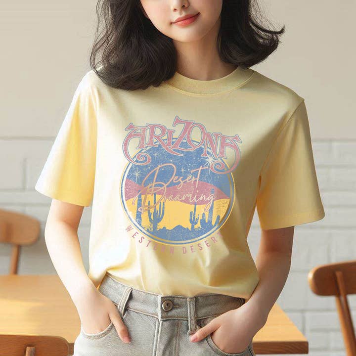 Arizona - Desert Dreaming - Western - Cactus Vintage T-Shirt for wholesale by Achitopia