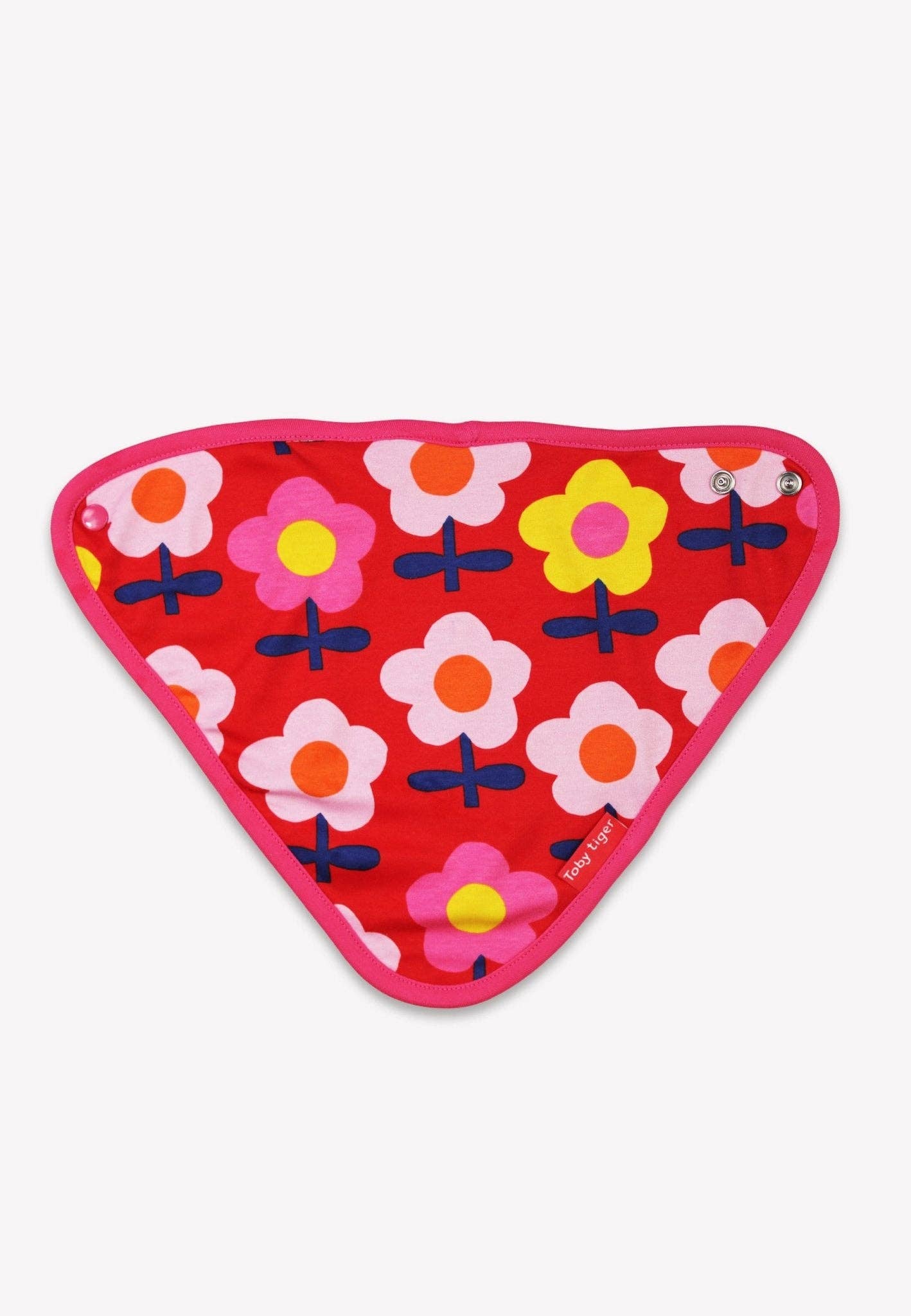 Toby Tiger – wholesale Bib – Baby – Organic Pink Flower Print Dribble Bib1