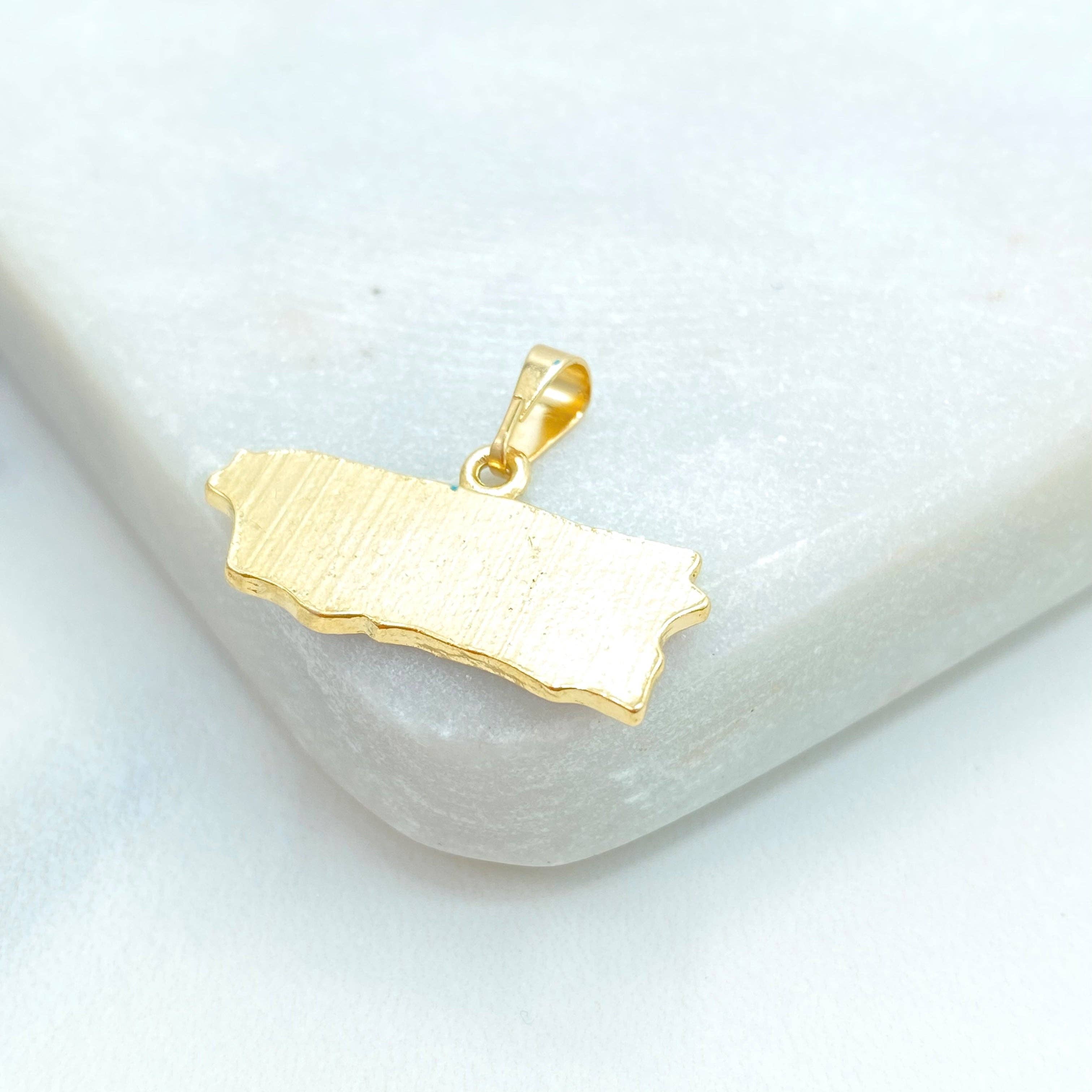 Luxus Accessories - Wholesale Individual Charm/Pendant - 18k Gold Filled Multicolor Enamel Cuban Flag Pendant, Cuban Flag Charm, Bandera de Cuba, Patriot Cuba Flag Pendant1