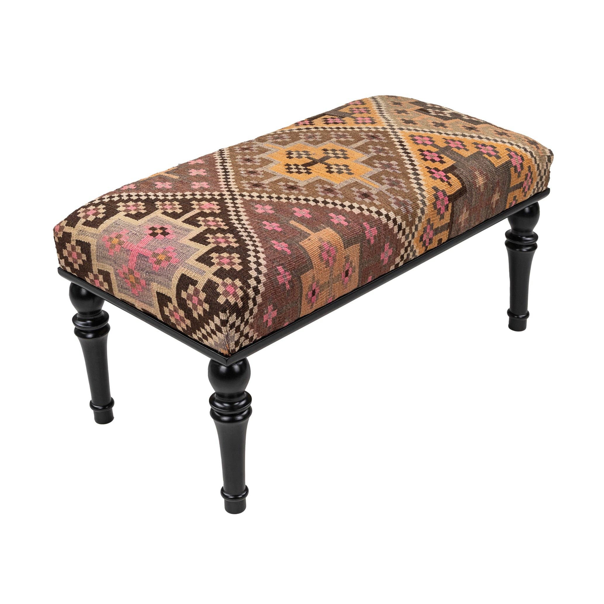Rugtolia - Wholesale Bench - Vintage Kilim Upholstered Bedroom - Entryway Wooden Bench0