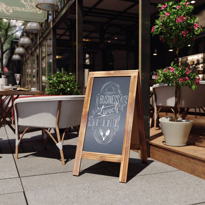 HBCY Rustic Brown Wooden A-Frame Magnetic Chalkboard for wholesale on Faire