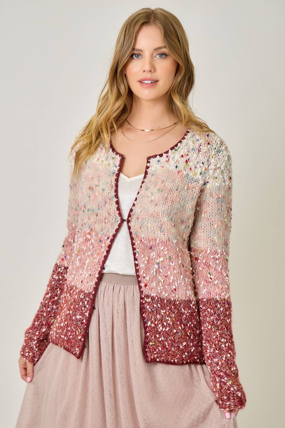 Mystree - Wholesale Cardigan - Women's - 61203 Melange Color Blocked Cardigan 0