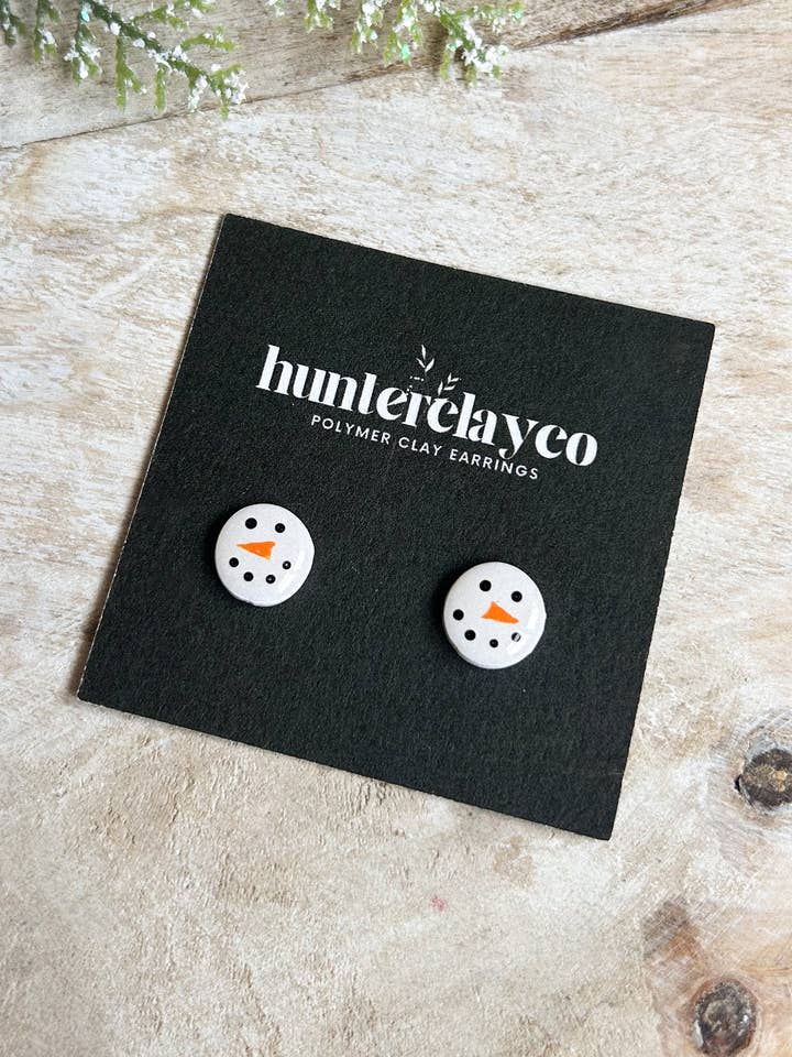 Snowman Studs for wholesale by hunterclayco | Polymer Clay Earrings