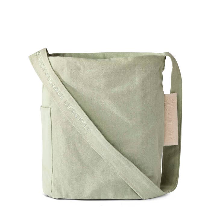 Tintok - Wholesale Crossbody Bag - Unisex - Mira Canvas Bag - Sea Foam 100% organic cotton6