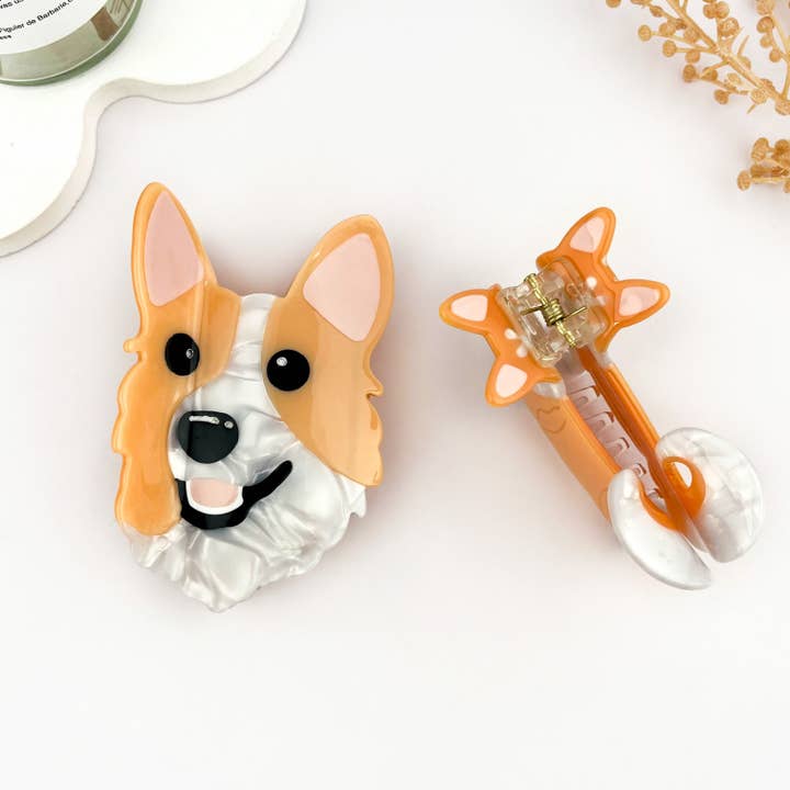 mildstyles - Wholesale Hair Clip - Women's - Cute Corgi Dog Hair Clip Acetate Animal Claw Clip1