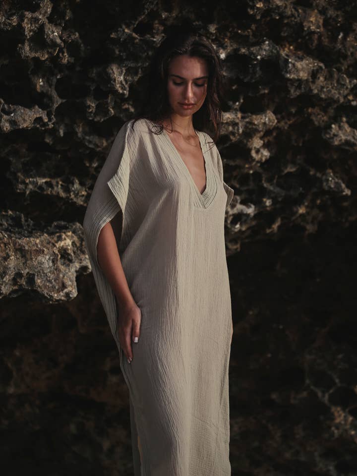 Ela Kaftan - Khaki Green for wholesale on Faire