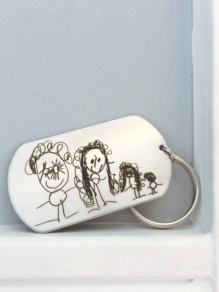 Handwriting Front and Back, 2"x1 1/8" Dog Tag on Keychain for wholesale by Shinelife