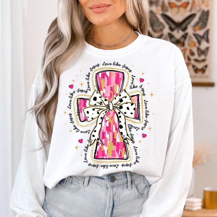 NVC Ecommerce LLC - Wholesale T-Shirt (Graphic) - Women's - Love Like Jesus Christian Valentine Shirt, Jesus Sweater
