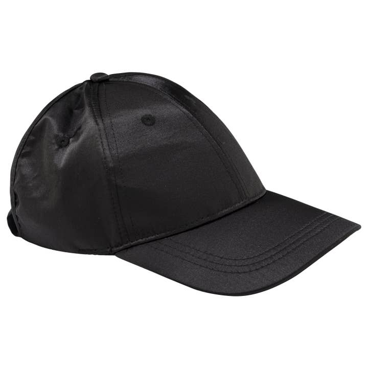 Backless Cap (Black Satin-not lined) for wholesale by CurlKeeper