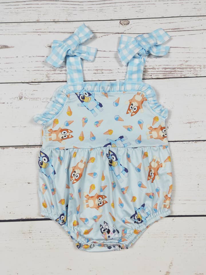 Blue Checkered Character Baby Bubble for wholesale by sassy kids palace