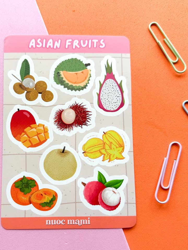 Asian Fruits Sticker Sheet for wholesale by Nuoc Mami